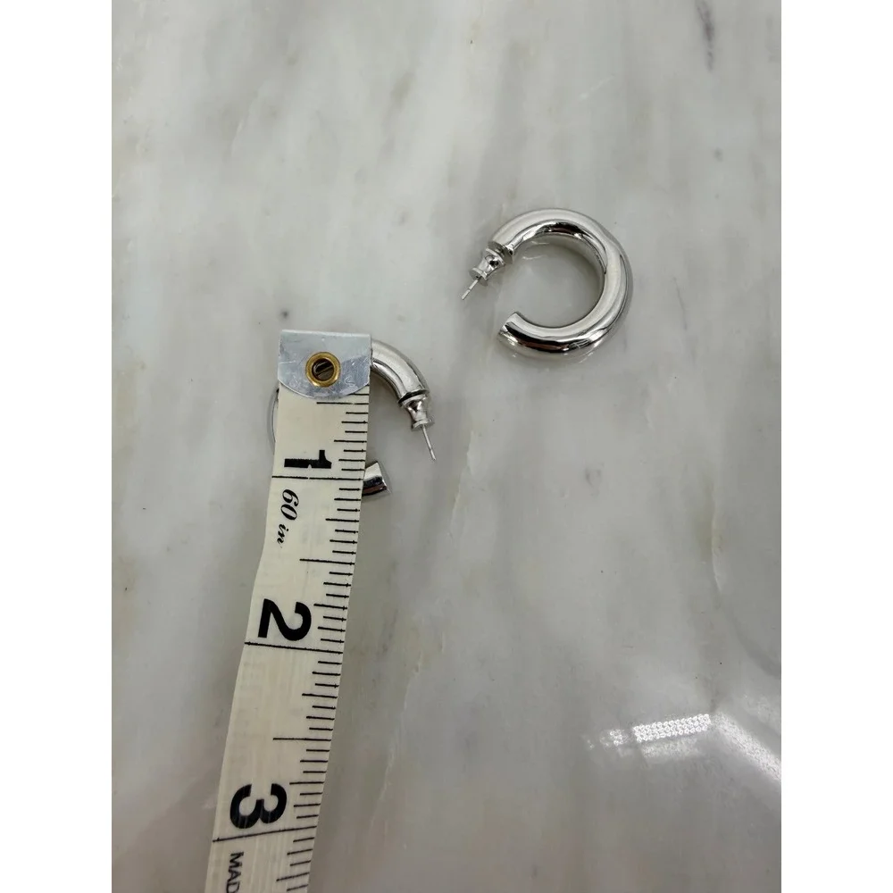 Melinda Maria She's So Smooth Tube Hoop Silver Plated Hoop Earrings